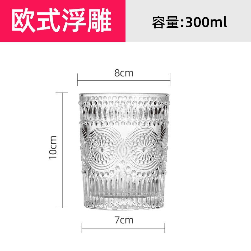 Inventario al por mayor creativo en relieve tazas clásicas tazas de bebida tazas de vino tazas de vino de bar de vidrio tazas de whisky