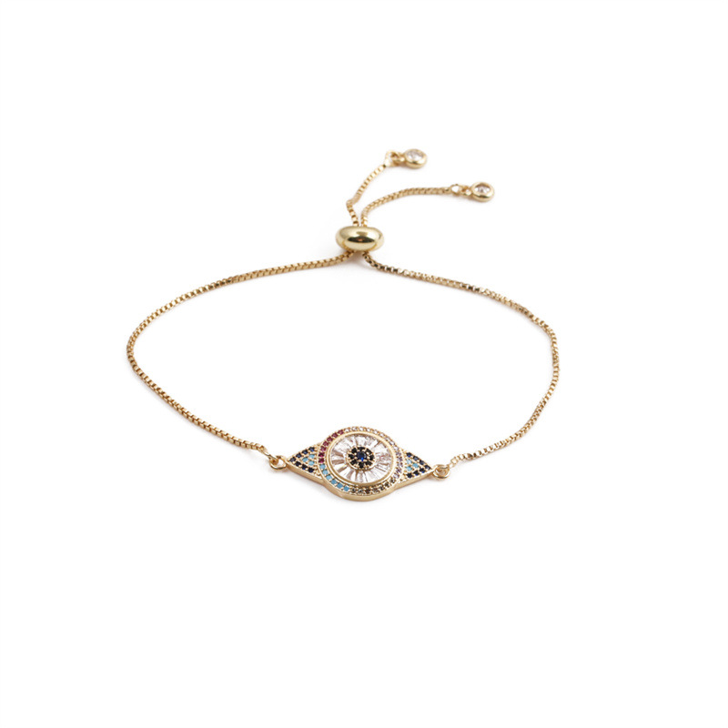 Copper Inlaid Zircon Eye Woven Retro Adjustable Bracelet Wholesale Jewelry Nihaojewelry display picture 2