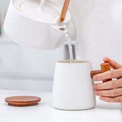 日式茶杯小清新粗陶杯子家用馬克杯商務水杯帶蓋陶瓷杯定製咖啡杯