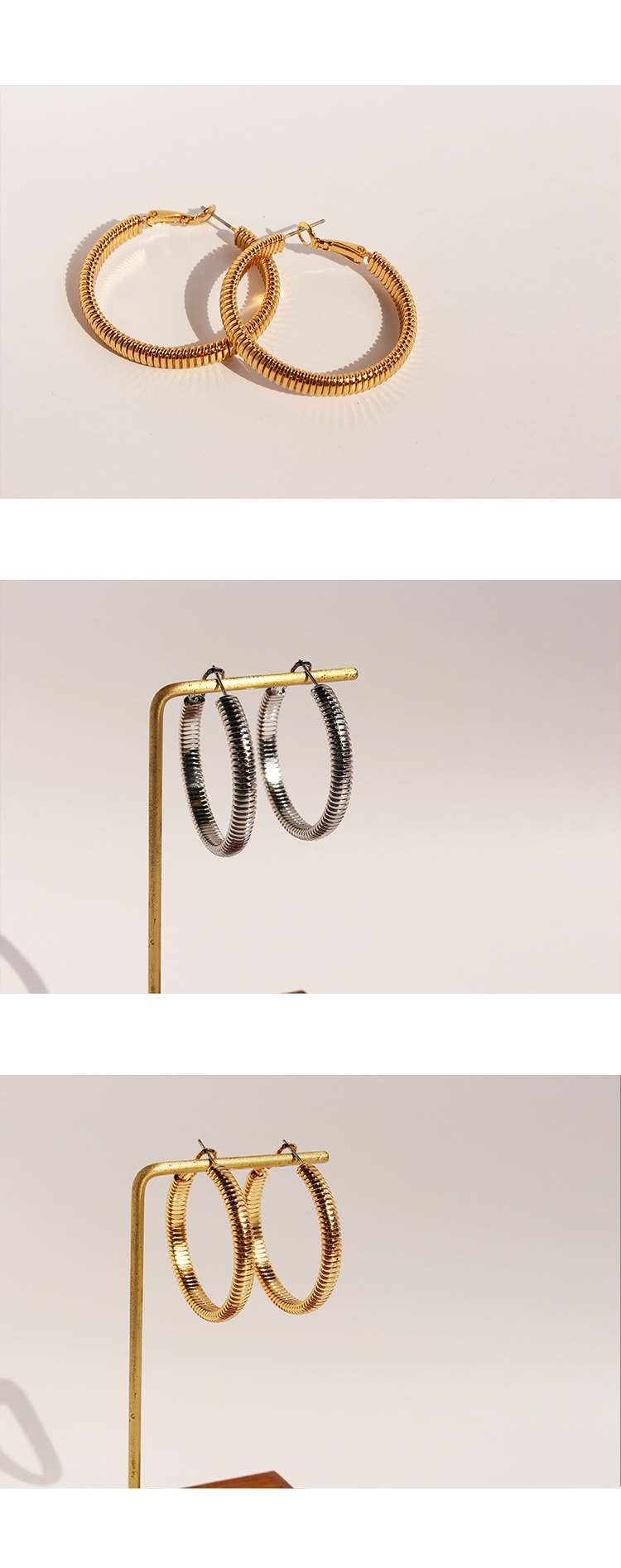 Holiday, Daily Occasion Brass Material 1 Pair Exaggerated Simple Style Circle Plating Brass 18K Gold Plated Earrings