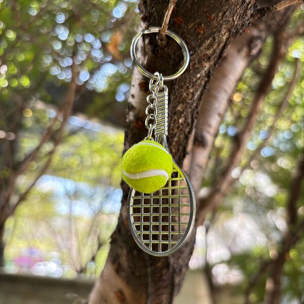 small tennis keychain for badminton for keys with zipper