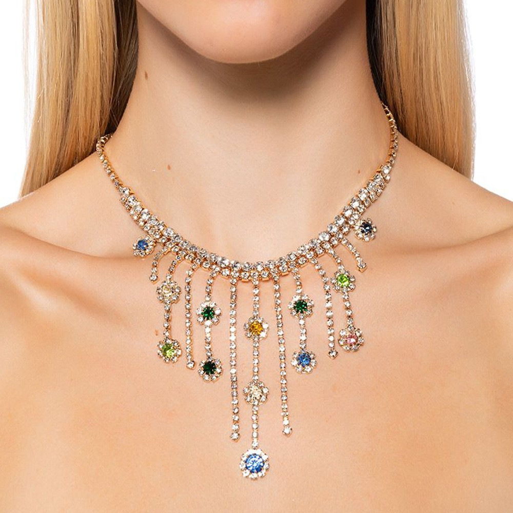 Aliexpress Hot Sale Collar de diamantes de color de moda moda collar de diamantes largos accesorios collar