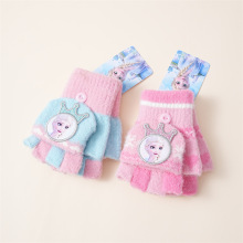 冰雪奇缘爱莎儿童女童手套女孩翻盖半指冬季加绒保暖公主女冬可爱