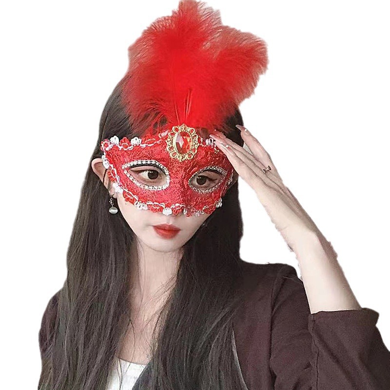 Princesa de media cara Máscara de plumas de estilo antiguo Masquerade Show Fotografía COS Artículos sexuales Suministros de Halloween
