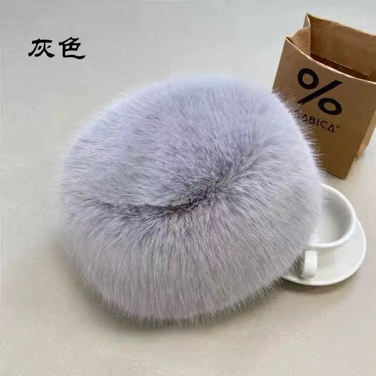 国境を越えた工場卸売模造毛皮卸売新しいキツネの毛皮のフラットトップ帽子厚い毛皮の暖かい耳保護ドームスタイル|undefined