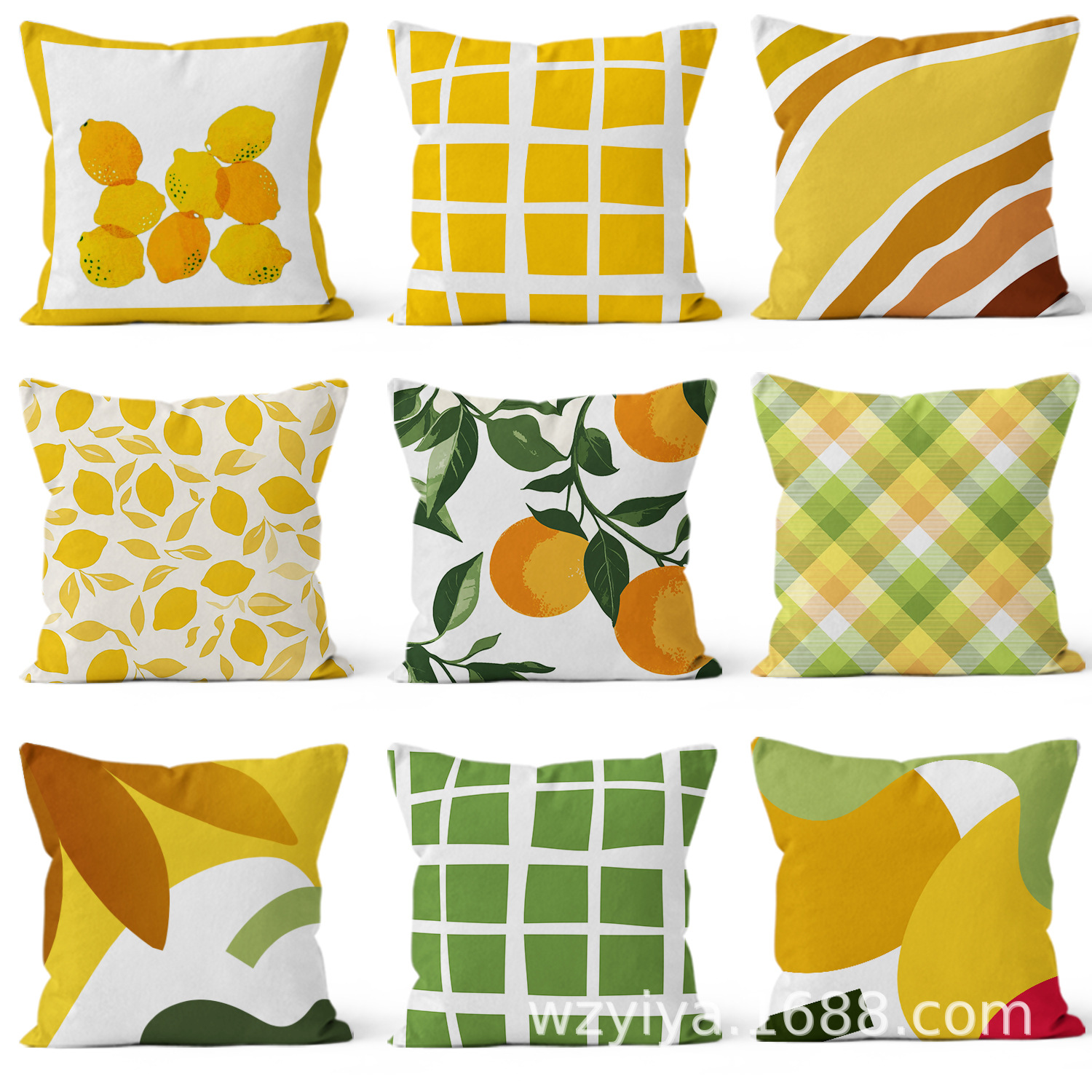 Simple amarillo verde abraza almohada nueva decoración cuadrada moderna sala de estar almohada de almuerzo de oficina almohada de protección de cintura