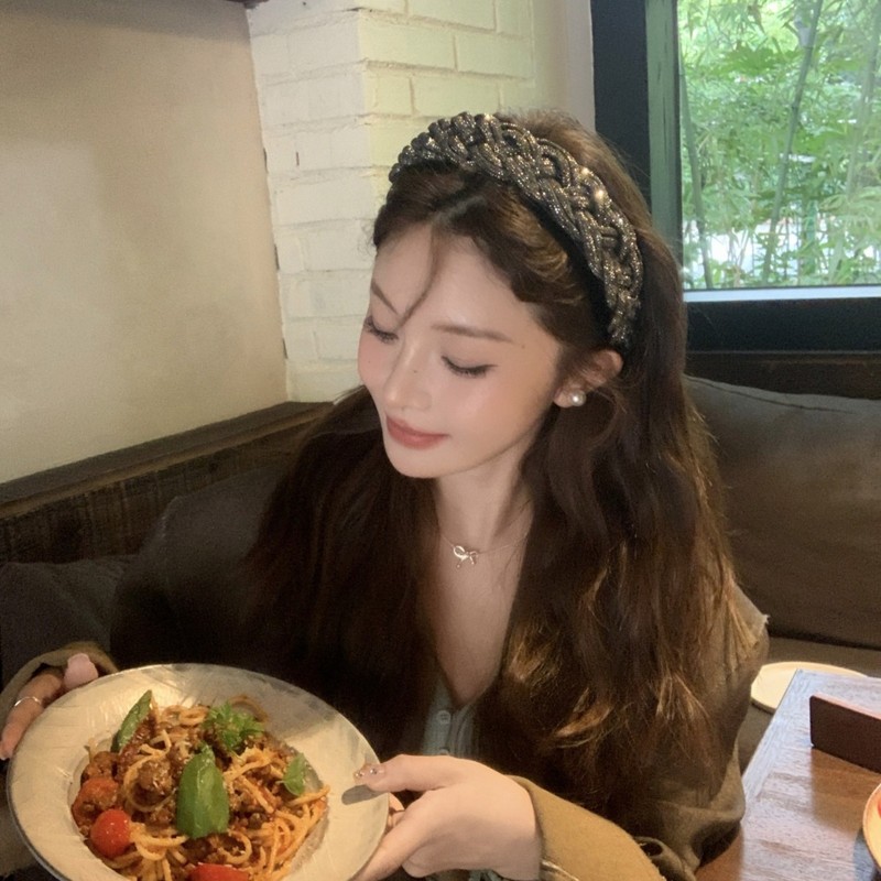 2025新款麻花辫水晶发箍女头箍压发卡发捆头饰百搭外出高级感气质|undefined