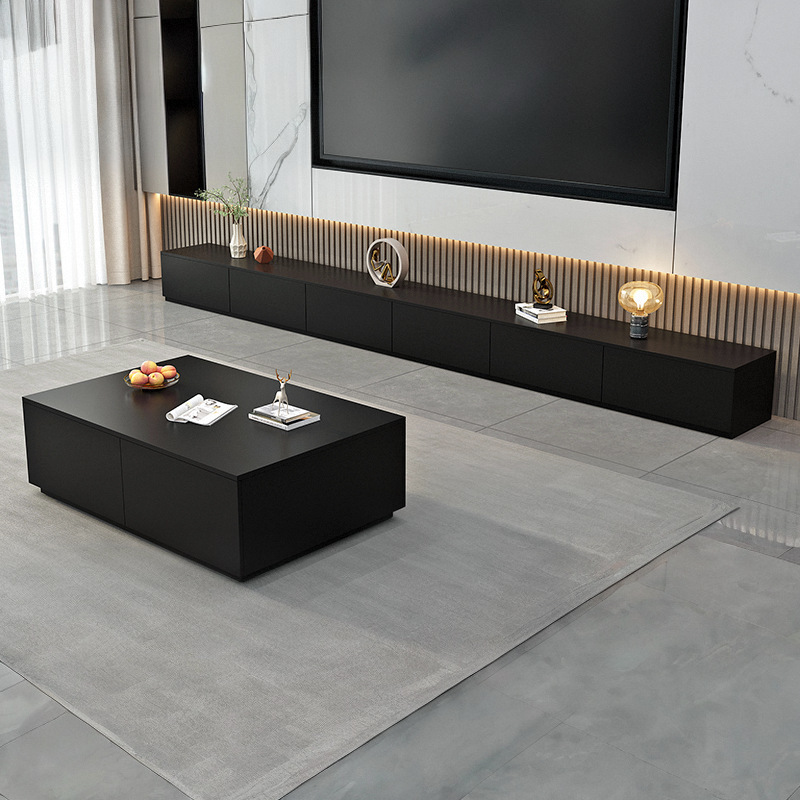 Solid Wood Tv Cabinet Coffee Table Combination Modern Minimalist Living Room Storage Cabinet Slate Floor-Standing Home Bedroom Furniture Cabinet