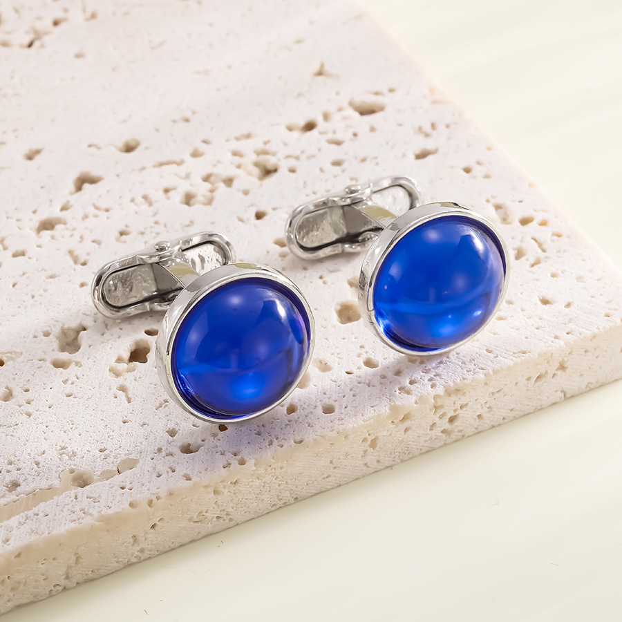 Manschettknappar med ädelsten för herrskjorta retro stil_voghion.com