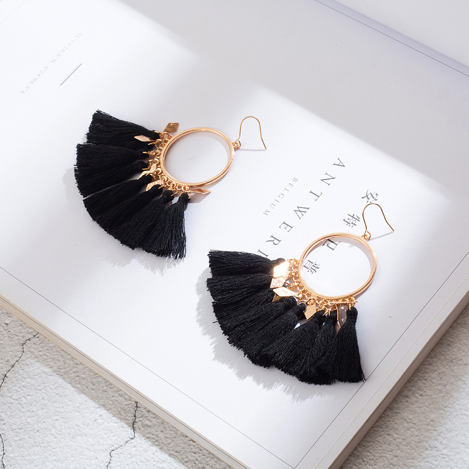 bohemian exaggerated fashion long tassel earrings wholesalepicture6