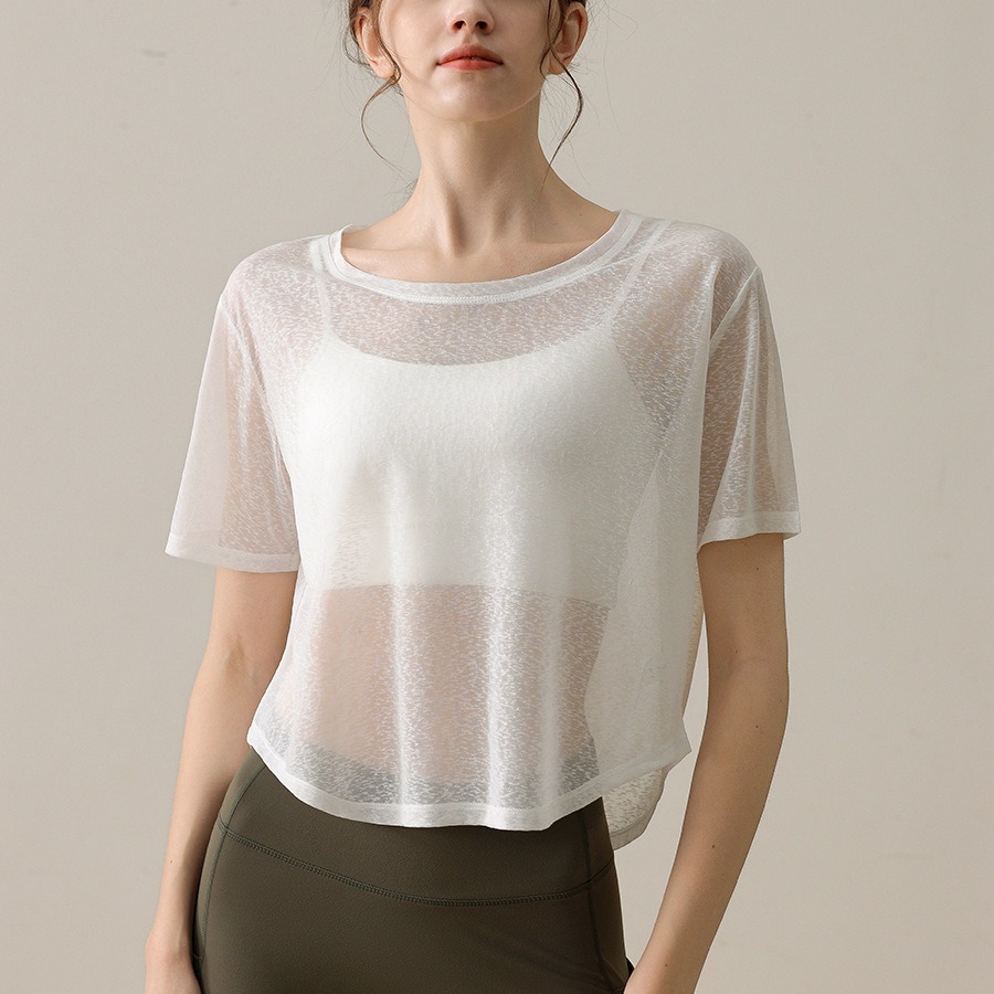 Thin sexy loose blouse yoga clothes women Pilates Fitness clothes sports T-shirt running training short sleeve top