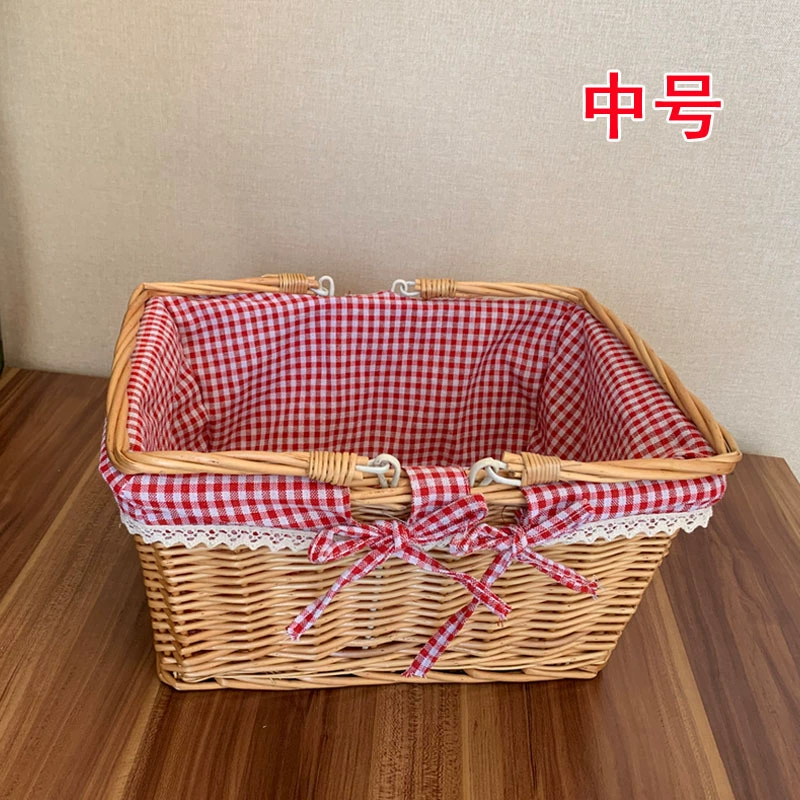 Корзина из ротанга для хранения цветов, корзина для покупок, корзина из ротанга, объёмная корзина зеленая для пикника