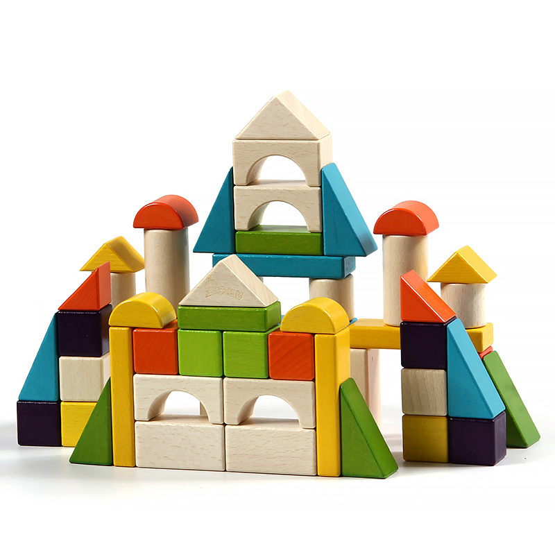 Bloques de construcción coloridos de madera de haya que ensamblar juguetes educación temprana Niños niños y niñas educativos gran partícula de madera 2-3-6 años image 4