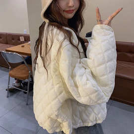 2025秋冬精裁版型泡芙菱格棉服女新款时尚宽松保暖羽绒棉服外套女
