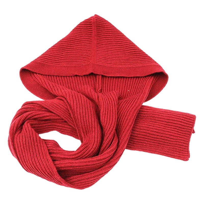 Winter Solid Color Hat and Scarf Combo, Hooded Sleep Cap, Dual-Use Warm Knit Hat, Trendy Knitted Hooded Neck Warmer for Cold Protection