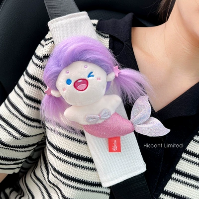 Sürətlər qutusu və əl tormozu başlıqları the mermaid car seat belt - genuine-purple-hair-mermaid-white-linen-shoulder-cover-single