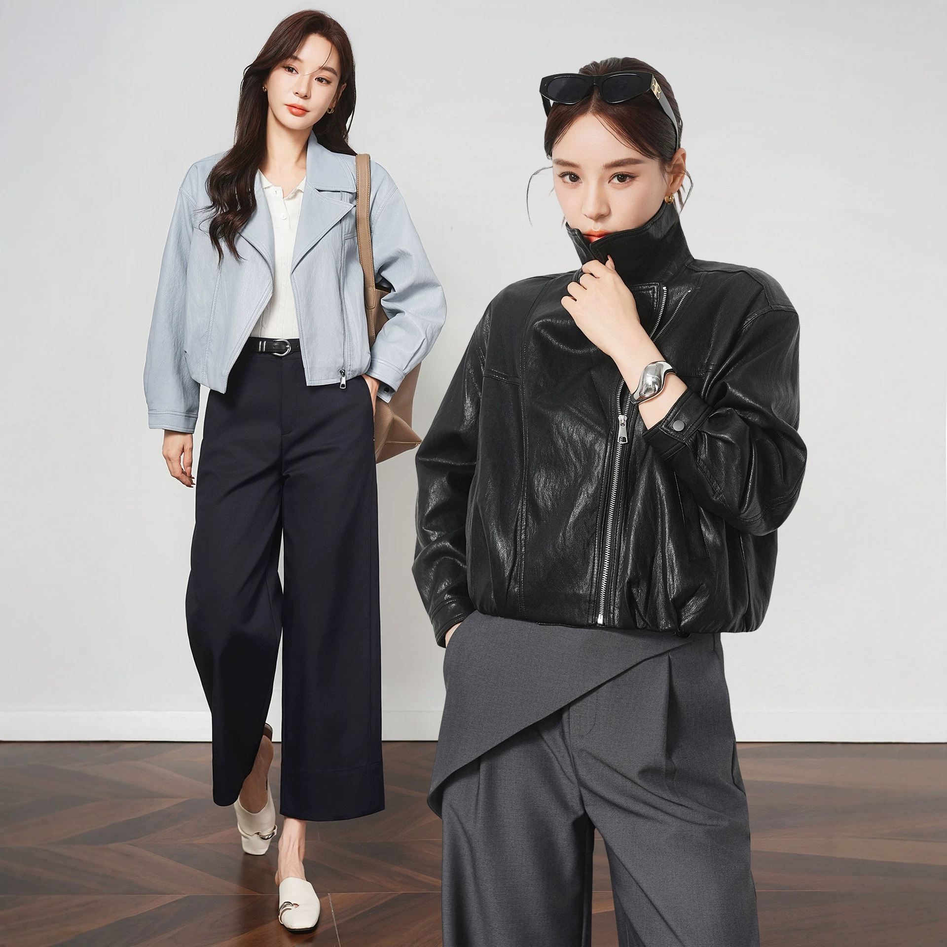 专柜正品海宁真皮皮衣女2026年新款短款翻领绵羊皮夹克机车风外套