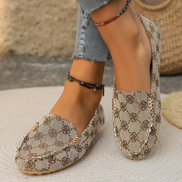 Women's Casual Flat Loafers Spring/Autumn round Toe Shallow Mouth plus Size Korean Style Single Shoes_vogvips.com