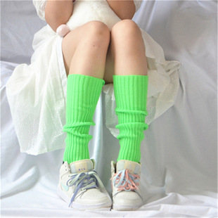 JK multi-color optional factory wholesale fluorescent bright wool leg cover knitted foot cover pile socks boot cover