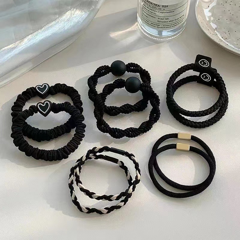 2023 nuevo simple alta cuerda de pelo durable elástico no duele la banda de pelo estilo coreano amor cuerda de pelo de las mujeres lazo de pelo banda de goma