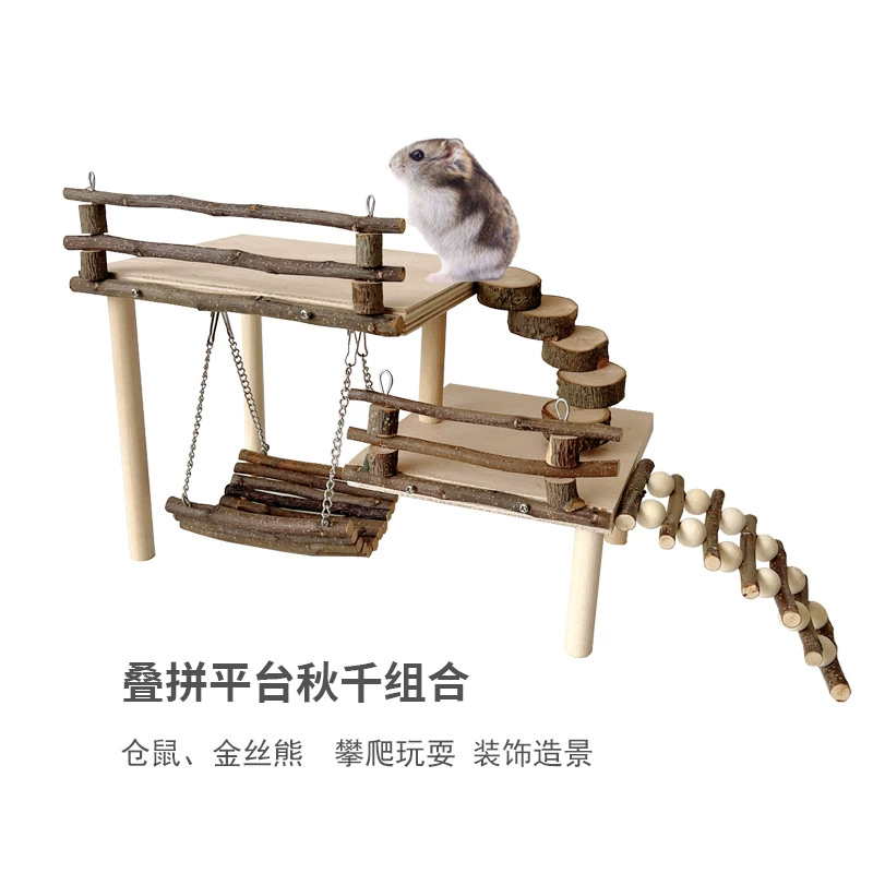 Игрушка-Хомяк Золотой медведь деревянная двухслойная платформа Яблочная ветка забор Лестница Качели комбинация хомяк ландшафтный дизайн товары