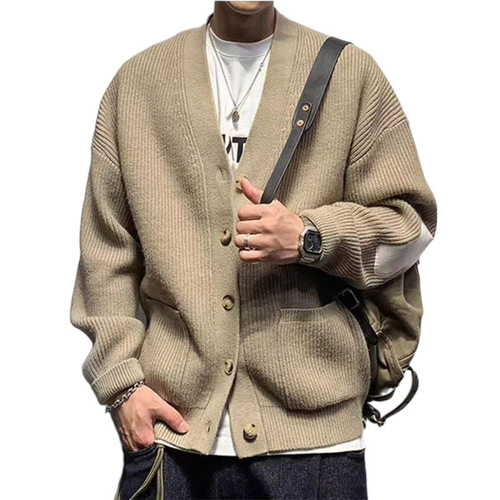 American Retro Cardigan Men's Knitted Jacket Autumn/Winter Loose Casual Versatile Slouchy Knit Shirt for Men