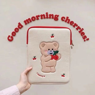Cross-border Cherry Bear Laptop Bag Japanese and Korean ins Cute Girl Embroidered 11/13 "Inner Bag Storage