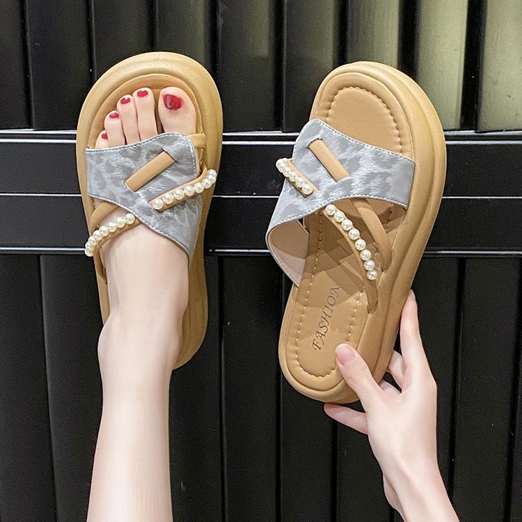 Sandalias de Plataforma para Mujer de Cuero Artificial, Caucho Suela Suave, Plataforma para Uso Exterior image 7