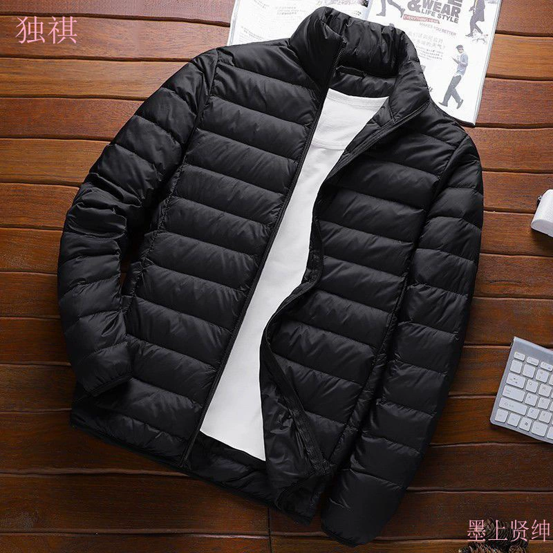 Men's winter light and thin short down jacket with down, keep warm thin hoody for leisure, oversize