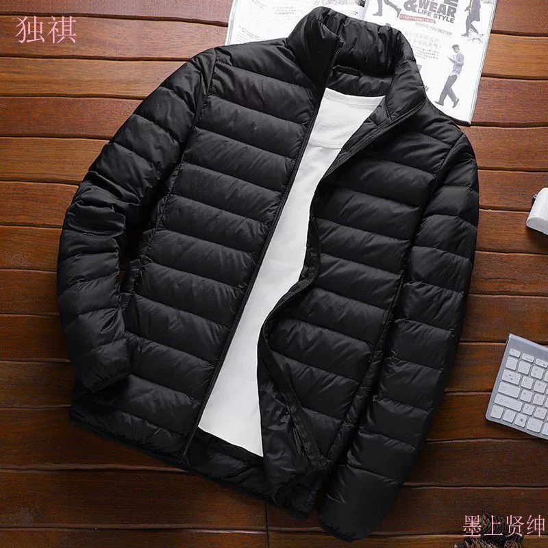 Men's winter light and thin short down jacket with down, keep warm thin hoody for leisure, oversize