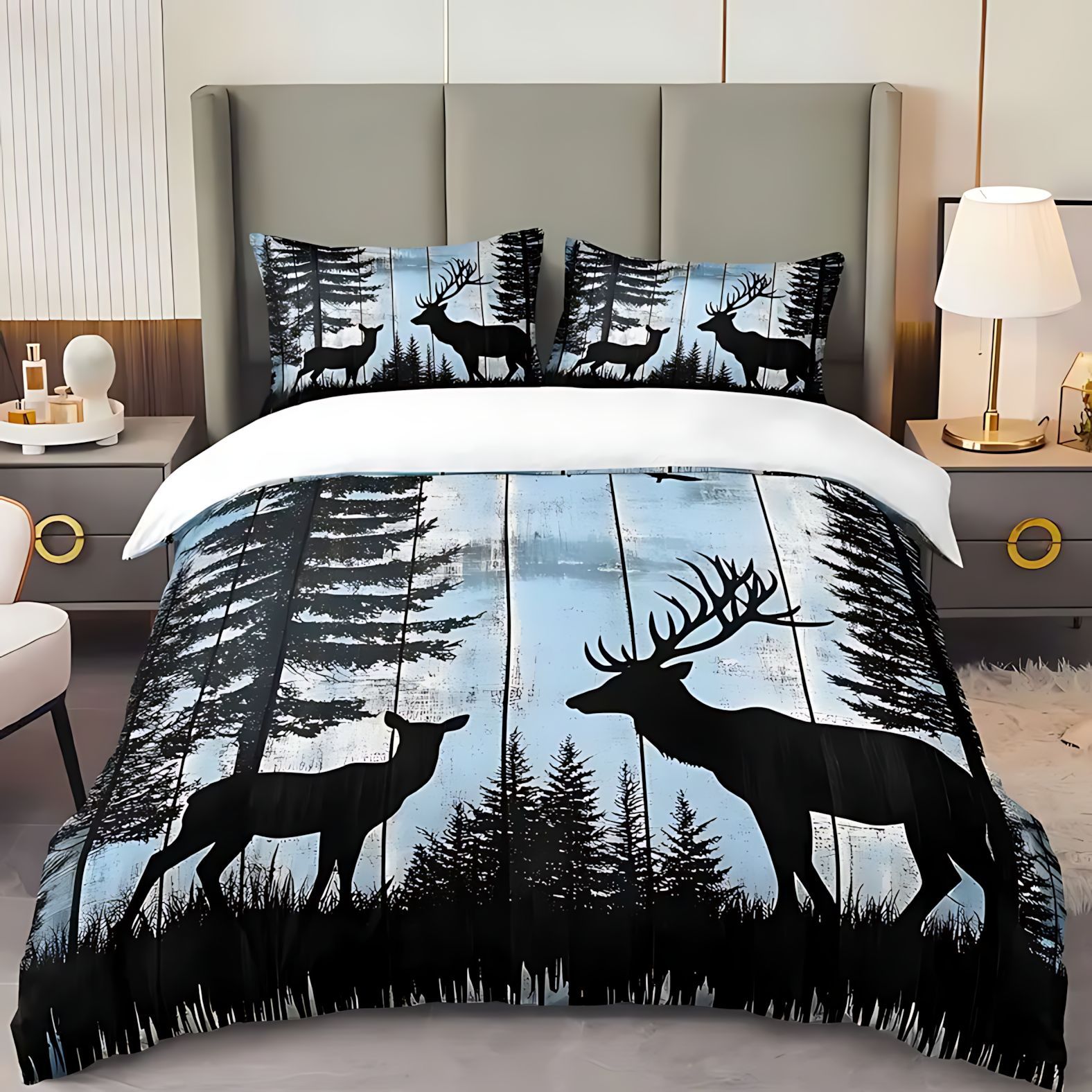 TEMU / JIT transfronterizo colchón colchón kit de ropa de cama impresa digital de ciervo fuente de fabricación puede ser fijado