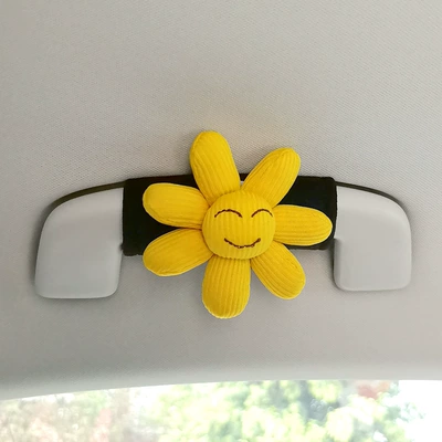 Car Roof Handle Cover, Sürətlər qutusu və əl tormozu başlıqları - smiley-yellow-flower-black-pull-gloves-1-piece