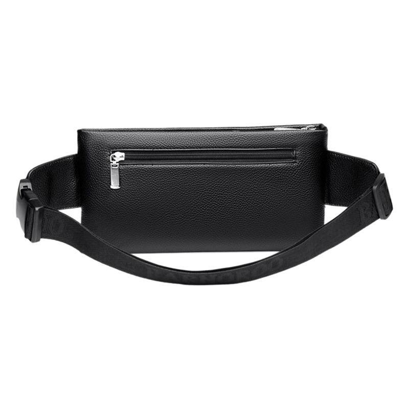 BARNOROO Waist Bag Men's Mobile Phone Bag Men's Soft Leather Crossbody Chest Bag Multi-Functional Shoulder Casual Leather Bag