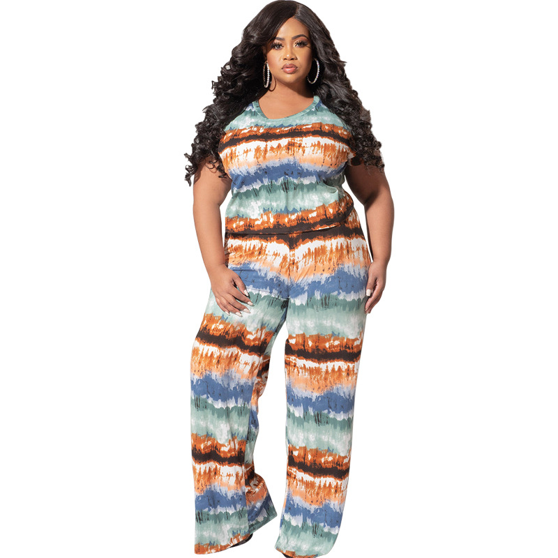 Daily Casual Stripe Polyester Pants Sets Plus Size Two-piece Sets display picture 24