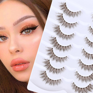 Meiyi acridine new product multi-pair synthetic eyelash three-dimensional curled brown eyelash transparent stem cross-border color eyelash
