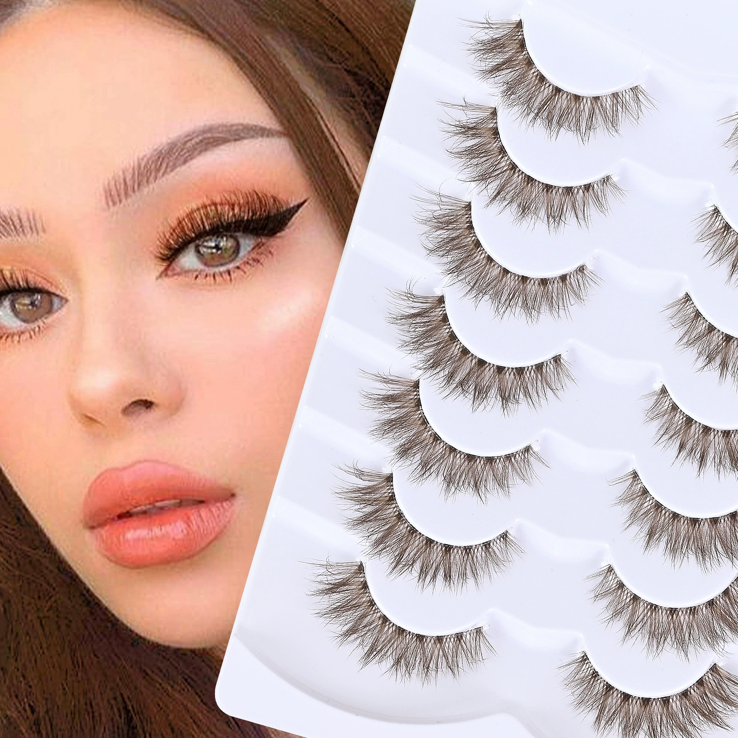 美伊吖 (Cross-border trading), three dimensional curling brown transparent false eyelashes for eyelashes