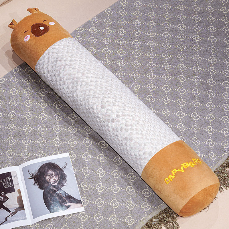 Almohada Cilíndrica de Capibara de Terciopelo y Algodón PP Suave para Cama image 7