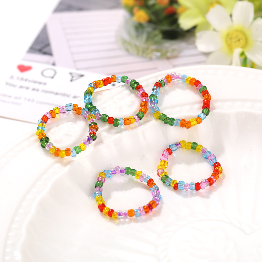 Simple Colorful Rice Bead Ring Wholesale Jewelry Nihaojewelry display picture 6