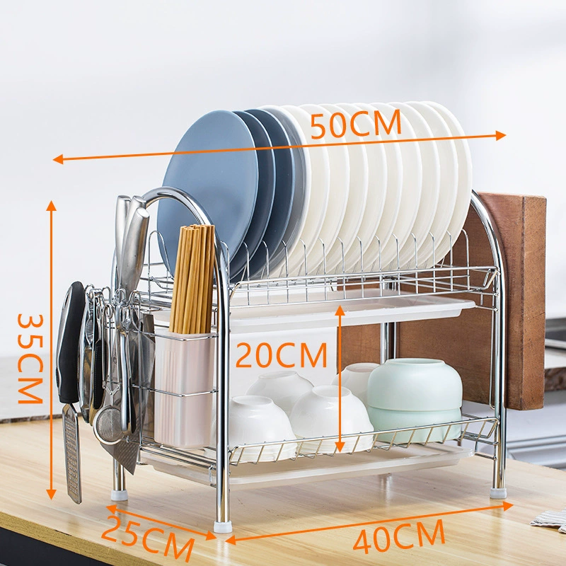 Kitchen storage rack floor-mounted multi-layer storage drainage dish rack double-layer bowl tableware storage bowl rack reality