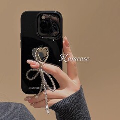 Kaiaシンプル韓国系ins黒指環蝶結び適用アップル15promax携帯ケースiphone13
