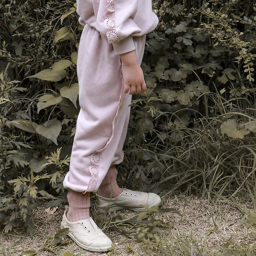 2024 Spring Strawberry Shan Korean Children's Wear Children's Girls Fashionable Lace Leg-Winning Sweatpants Versatile Casual Pants