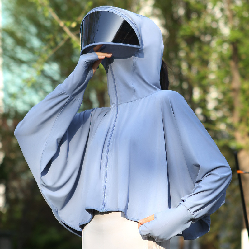 女性用日焼け止めショール、サイクリング用日焼け止め服、夏用日よけ顔UPF50+抗UVマント日焼け止め服|undefined