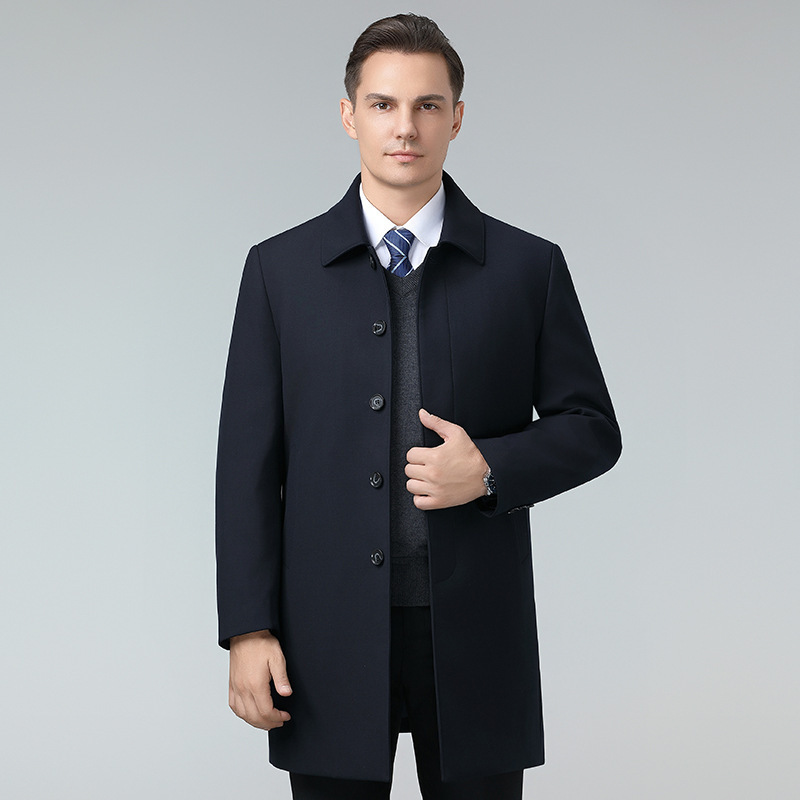 Middle-Aged Men's down Jacket Winter Thickened Detachable Liner Dad's Mid-Length High-End Trench Coat