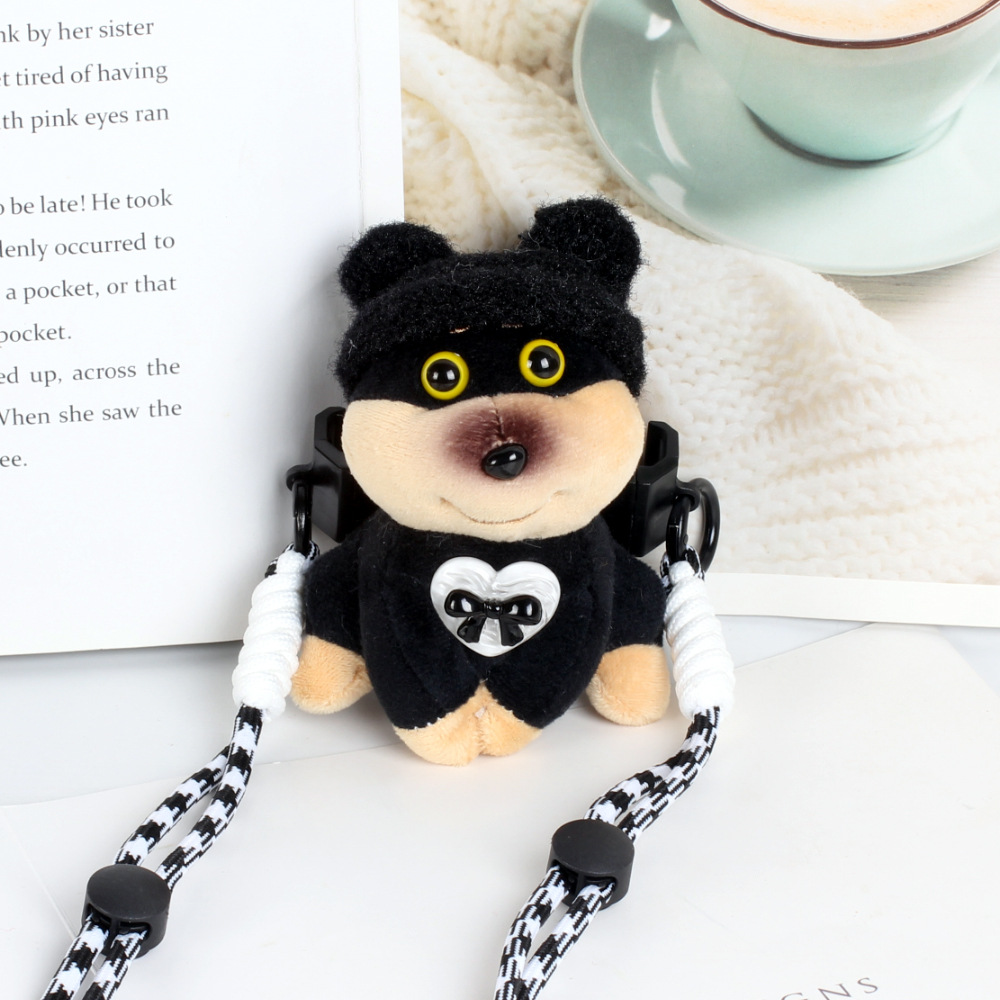 Abeja perrito muñeco de peluche para teléfono móvil clip mochila niña compras bolsa de teléfono móvil dibujos animados lindo cachorro colgante