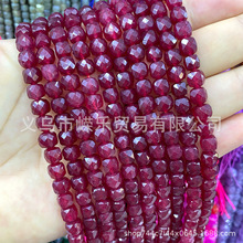厂家批发天然石 7-8mm 红宝玉髓 切面正方形隔珠半成品DIY手链配