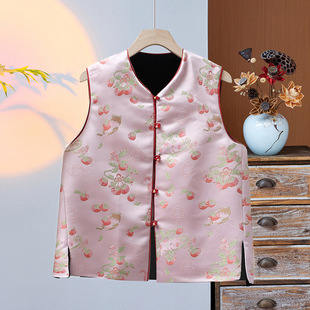 New Chinese Style National Style Double-sided Vest Women's Spring Wear New National Fashion Style Round Neck All-match Vintage Buckle Top
