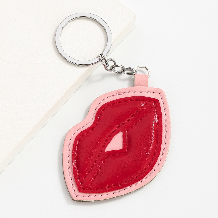 Unisex Gender Cute Style Cute Lips Pu Leather Valentine'S Day Unisex Bag Pendant Keychain