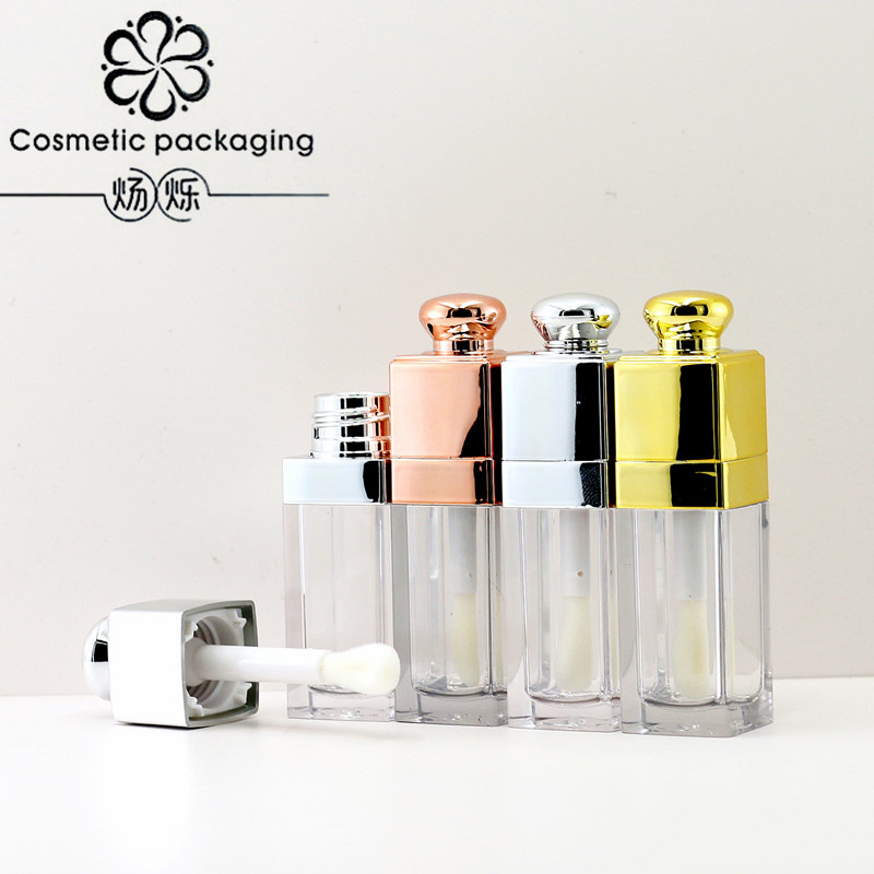 En stock cabeza de cepillo grande cuadrado tubo de brillo de labios de plata tubo vacío 10ml tubo de esmalte de labios de gran capacidad de envases cosméticos al por mayor