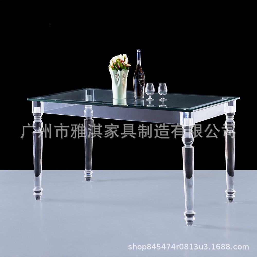 厂家直销亚克力长桌透明水晶桌有机玻璃桌时尚宴会桌方桌租赁桌