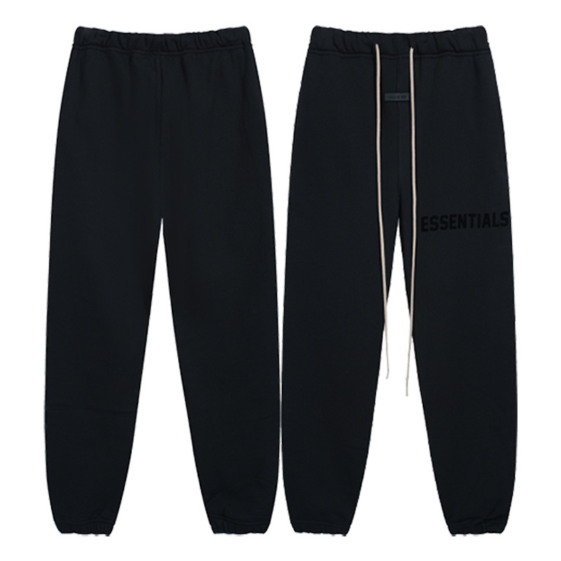 Alta versión ESSENTIALS FOG marca nueva serie carta de impresión forrada de lana de los hombres deportes pantalones casuales con cordón
